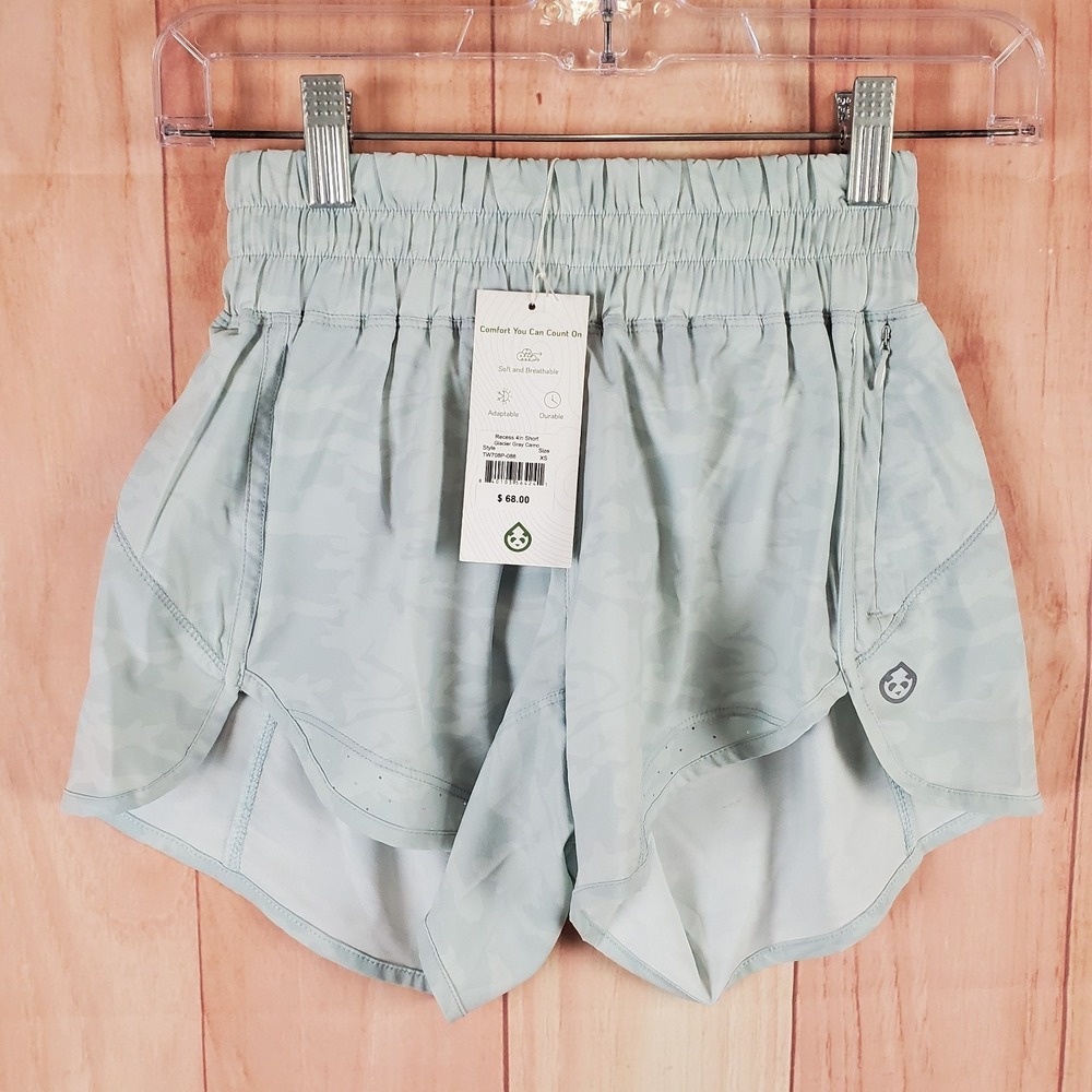 Tasc Recess 4in Womens Shorts Sz XS Glacier Gray Elastic Waist Pockets Pull On